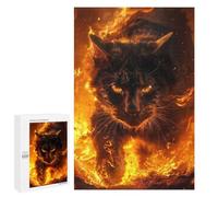 Puzzles pour Adultes Fire Black Cat Puzzles pour Adultes, Jouet, Décoration Murale, Décoration Intérieure, Idéal comme Cadeau 1000 PCS