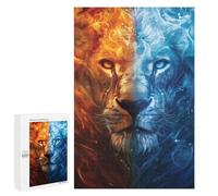 Puzzles pour Adultes Fire & Ice Lion Art Print Puzzles pour Adolescents Cadeau d'anniversaire Stimule Le Cerveau Jeu Stimulant Cadeaux 1000 PCS