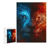 Puzzles pour Adultes Fire & Ice Lion Artwork Puzzle pour Adultes, Jeu De Réflexion, Une Œuvre d'art, Activités Amusantes À La Maison, 500 PCS