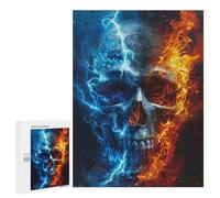 Puzzles pour Adultes Fire & Ice Skull Artwork Puzzle pour Adolescents Améliore La Mémoire Difficile Et Stimulant Idéal comme Cadeau 500 PCS