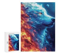 Puzzles pour Adultes Flame & Ice Wolf Art Print Puzzles pour Adolescents : Améliorent La Mémoire. Chaque Pièce Est Unique - Jouets Et Jeux Éducatifs 300 PCS