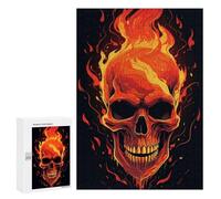 Puzzles pour Adultes Flaming Skull Artwork -2 Puzzles pour Adolescents : Améliorent La Mémoire. Chaque Pièce Est Unique - Jouets Et Jeux Éducatifs 300 PCS