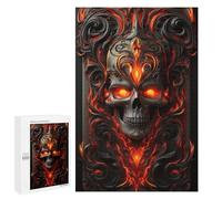 Puzzles pour Adultes Flaming Skull Artwork -3 Puzzle pour Adolescents Améliore La Mémoire Difficile Et Stimulant Idéal comme Cadeau 1000 PCS