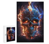 Puzzles pour Adultes Flaming Skull Artwork Puzzle pour Adolescents Améliore La Mémoire Difficile Et Stimulant Idéal comme Cadeau 1000 PCS