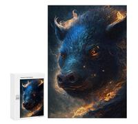 Puzzles pour Adultes Flaming Wild Boar Art Print Puzzle pour Adolescents Améliore La Mémoire Difficile Et Stimulant Idéal comme Cadeau 300 PCS
