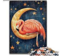 Puzzles pour Adultes Flamingo Sleeping on The Moon 1000 pièces, Jouets addictifs pour stimuler l'intelligence cérébrale, Cadeaux d'anniversaire pour Les 14 Ans et Plus (50x75cm)