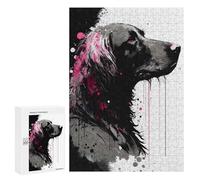 Puzzles pour Adultes Flat Coated Retriever Pink Puzzles pour Adolescents, Jouets Anti-Stress, Décoration Murale, Cadeaux Uniques pour Anniversaire Et Noël 300 PCS