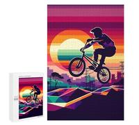 Puzzles pour Adultes Freestyle BMX Sunset WPAP Puzzles pour Adultes - Jeux De Détente pour Toute La Famille - Idéal comme Cadeau 1000 PCS