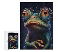 Puzzles pour Adultes Frog with Glasses Art Print Puzzle pour Adolescents Améliore La Mémoire Difficile Et Stimulant Idéal comme Cadeau 300 PCS