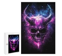 Puzzles pour Adultes Galactic Devil Skull Art Print Puzzles pour Adolescents Cadeau d'anniversaire Stimule Le Cerveau Jeu Stimulant Cadeaux 1000 PCS