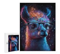 Puzzles pour Adultes Galactic Llama Glasses Art Print Puzzles pour Adolescents Cadeau d'anniversaire Stimule Le Cerveau Jeu Stimulant Cadeaux 500 PCS