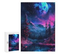 Puzzles pour Adultes Galactic Moonlit Forest Reflections Puzzles pour Adolescents Cadeau d'anniversaire Stimule Le Cerveau Jeu Stimulant Cadeaux 300 PCS