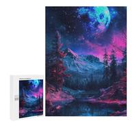 Puzzles pour Adultes Galactic Moonlit Forest Reflections Puzzles pour Adolescents Cadeau d'anniversaire Stimule Le Cerveau Jeu Stimulant Cadeaux 500 PCS
