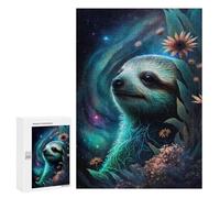 Puzzles pour Adultes Galactic Sloth with Flowers -5 Puzzle pour Adolescents Améliore La Mémoire Difficile Et Stimulant Idéal comme Cadeau 300 PCS
