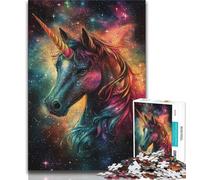 Puzzles pour Adultes Galaxy Unicorn Puzzles Adultes 1000 pièces Art au Fusain Staycation Kill Time pour la décoration de la Maison 38x26cm