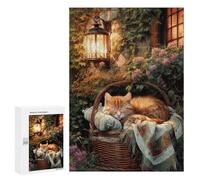 Puzzles pour Adultes Garden Basket with Sleeping Cat Puzzles pour Adolescents : Améliorent La Mémoire. Chaque Pièce Est Unique - Jouets Et Jeux Éducatifs 300 PCS