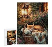 Puzzles pour Adultes Garden Basket with Sleeping Cat Puzzles pour Adolescents : Améliorent La Mémoire. Chaque Pièce Est Unique - Jouets Et Jeux Éducatifs 500 PCS