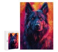 Puzzles pour Adultes German Shepherd Mix Pop Art Style Portrait Puzzle : Jeu Manuel Amusant Et Humoristique, Cadeau d'anniversaire, Cadeaux, 300 PCS