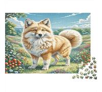 Puzzles pour Adultes German Spitz pour la Décompression, Chien Fluffy dans Un Champ de Baies Jeu Éducatif Défi Décoration Murale 70x50cm/1000pcs