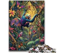 Puzzles pour Adultes Gibbon de la forêt Tropicale Jouets éducatifs Décoration intérieure Unique et Cadeaux pour Les 14 Ans et Plus 26x38cm