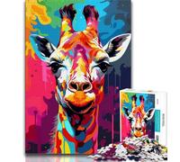 Puzzles pour Adultes Girafe colorée 1000 pièces pour Adolescents Jeux en Famille Cadeaux d'anniversaire de Noël (38x26cm)