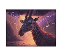 Puzzles pour Adultes Giraffe Lightning Storm Africa Puzzles pour Adultes, Jouet, Décoration Murale, Cadeaux pour Femmes, Idéal comme Cadeau 1000pcs(52x38cm)