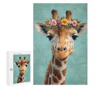 Puzzles pour Adultes Giraffe with Flower Crown Art Print-2 Puzzles pour Adultes : Anti-Stress, Difficile Et Stimulant, pour des Soirées Jeux en Famille 1000 PCS