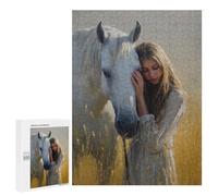 Puzzles pour Adultes Girl with White Horse Painting Puzzle pour Adolescents Améliore La Mémoire Difficile Et Stimulant Idéal comme Cadeau 500 PCS