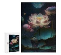 Puzzles pour Adultes Glowing Lotus Pond Scene-2 Puzzles pour Adolescents Cadeau d'anniversaire Stimule Le Cerveau Jeu Stimulant Cadeaux 300 PCS