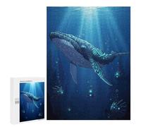 Puzzles pour Adultes Glowing Whale Underwater Scene Puzzle pour Adultes, Jeu Familial, Défi Difficile, Cadeaux pour Les Amis Et La Famille 500 PCS