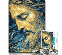 Puzzles pour Adultes Golden Jesus, 1000 pièces, Cadeaux pour Adolescents, entraînement cérébral et Manuel, Cadeau d'anniversaire, 50x75cm