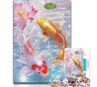 Puzzles pour Adultes Golden Koi 1000 pièces, Jeux éducatifs et Difficiles, avec Affiche et fiche de Questions (38x26cm)