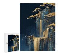 Puzzles pour Adultes Golden Mountain Waterfall Art Print Puzzles pour Adolescents : Améliorent La Mémoire. Chaque Pièce Est Unique - Jouets Et Jeux Éducatifs 500 PCS