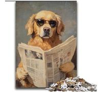 Puzzles pour Adultes Golden Retriever lisant Un Journal 2000 pièces, Jouets éducatifs, Jeux Anti-Stress, Cadeaux du Père Noël Secret pour Les Enfants de 14 Ans et Plus (70x100cm)