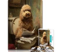 Puzzles pour Adultes Goldendoodle Assis sur Les Toilettes 1000 pièces Puzzles pour Adultes Cadeaux Interaction Parent-Enfant intéressante pour réduire Le Stress (26x38cm)