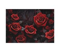 Puzzles pour Adultes Gothic Red Rose Wallpaper Mural Puzzles pour Adultes Jeu Manuel Cadeau d'anniversaire Cadeau d'anniversaire, Cadeaux, 38x26cm/1000pcs