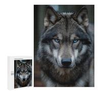 Puzzles pour Adultes Gray Wolf with Blue Eyes -1 Puzzles pour Adolescents Cadeau d'anniversaire Stimule Le Cerveau Jeu Stimulant Cadeaux 500 PCS