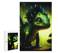 Puzzles pour Adultes Green Spiky Lizard in Forest Puzzle pour Adultes - Décoration Murale - Idéal comme Cadeau 1000 PCS