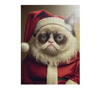 Puzzles pour Adultes Grumpy Cat As Santa Claus Puzzle pour Adultes, Jeu Familial pour Améliorer La Mémoire, Cadeau d'anniversaire, Cadeaux, 52x38cm/1000pcs