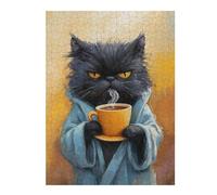 Puzzles pour Adultes Grumpy Cat in Robe with Coffee Cup Puzzles pour Adolescents, Jouets Anti-Stress, Décoration Murale, Cadeaux Uniques pour Anniversaire Et Noël 1000pcs(52x38cm)