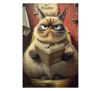 Puzzles pour Adultes Grumpy Cat Reading Book-1 Puzzles pour Adultes Jeu Manuel Une Œuvre d'art Cadeaux Uniques pour Un Anniversaire Et Noël