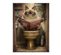 Puzzles pour Adultes Grumpy Cat Reading Book on Toilet-1 Puzzles pour Adolescents, Jouets Anti-Stress, Décoration Murale, Cadeaux Uniques pour Anniversaire Et Noël 1000pcs(52x38cm)