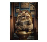 Puzzles pour Adultes Grumpy Cat Reading in Toilet Puzzles Jeux Relaxants Découpe De Précision Cadeaux pour Les Amis Et La Famille 1000pcs(52x38cm)