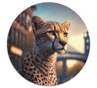Puzzles pour Adultes Guépard en Europe 1000 pièces Puzzles Ronds de 1000 pièces pour Adultes, Loisirs créatifs en Famille, Parfaits pour Les Anniversaires et Les Vacances 67,5 x 67,5 cm