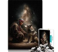 Puzzles pour Adultes Guerrier et Loup 1000 pièces pour Adolescents, Jeu éducatif, Jouet de défi pour Femmes et Hommes 26x38cm