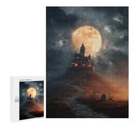 Puzzles pour Adultes Halloween Castle with Full Moon -1 Puzzles pour Adolescents : Améliorent La Mémoire. Chaque Pièce Est Unique - Jouets Et Jeux Éducatifs 500 PCS