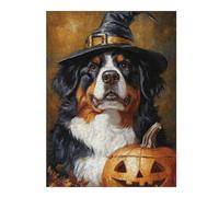 Puzzles pour Adultes Halloween Dog with Jack-o'-Lantern-1 Puzzles Jeux Relaxants Découpe De Précision Cadeaux pour Les Amis Et La Famille 1000pcs(52x38cm)
