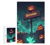 Puzzles pour Adultes Halloween Pumpkin Patch Sign Puzzles pour Adultes - Jeux De Détente - Défi Difficile À Relever 1000 PCS