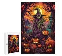 Puzzles pour Adultes Halloween Witch with Pumpkins Puzzles pour Adultes : Anti-Stress, Difficile Et Stimulant, pour des Soirées Jeux en Famille 1000 PCS