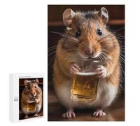Puzzles pour Adultes Hamster Drinking Beer Puzzle : Jeu Manuel Amusant Et Humoristique, Cadeau d'anniversaire, Cadeaux, 1000 PCS